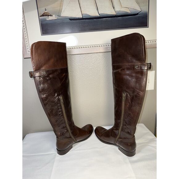 Frye Melissa Over Knee Tall Leather Riding Equestrian Boots Women's 7.5 Brown - Picture 8 of 14